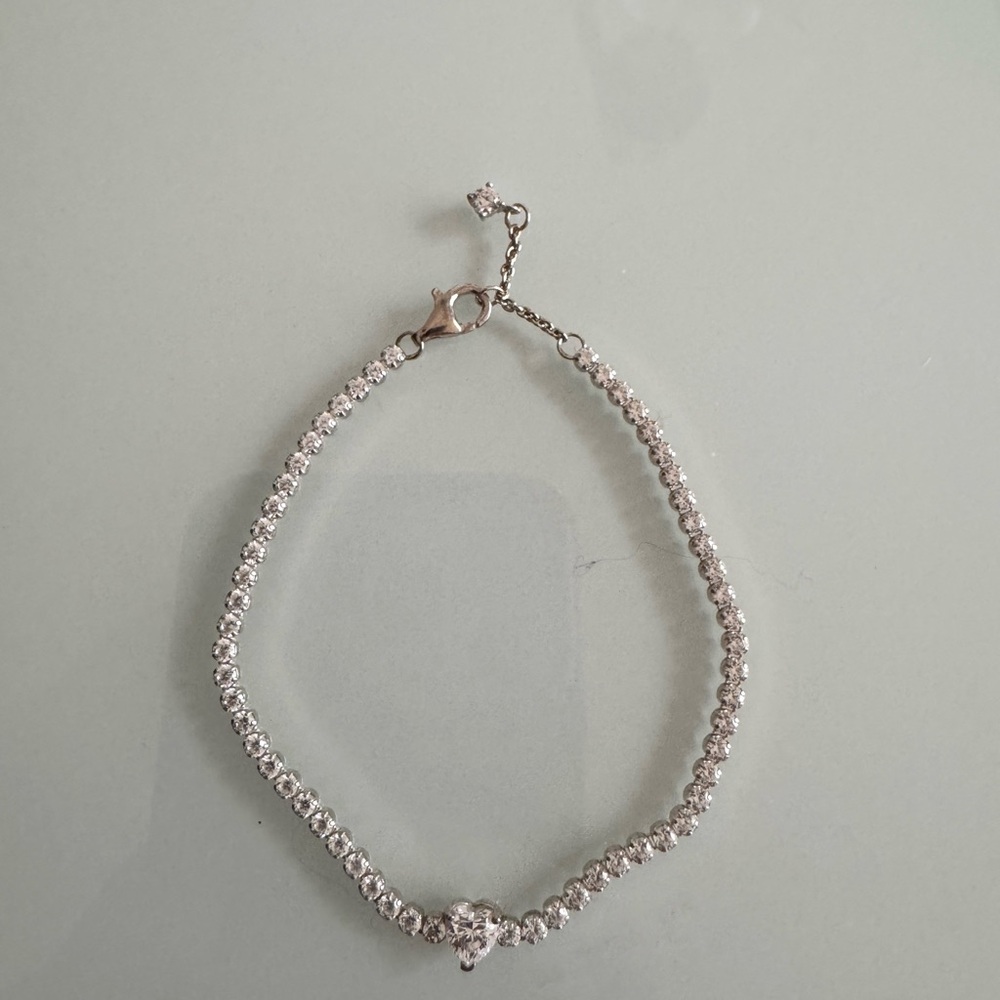 Pandora Cubic Zirconia Sparkling Heart Tennis Bracelet
